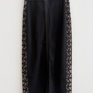 Fendi Black Maxi Skirt with Lace Detail